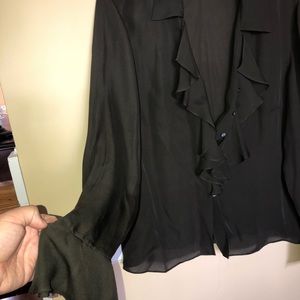 Dark brown sz 14 ruffle blouse Ralph Lauren